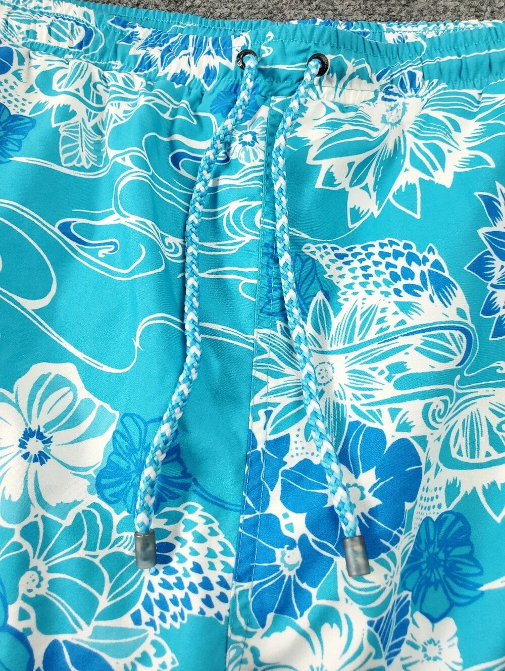 Hugo Boss Swim Trunks 2XL Floral Print Hawaiian Tropical Flowers Mesh Lined Blue